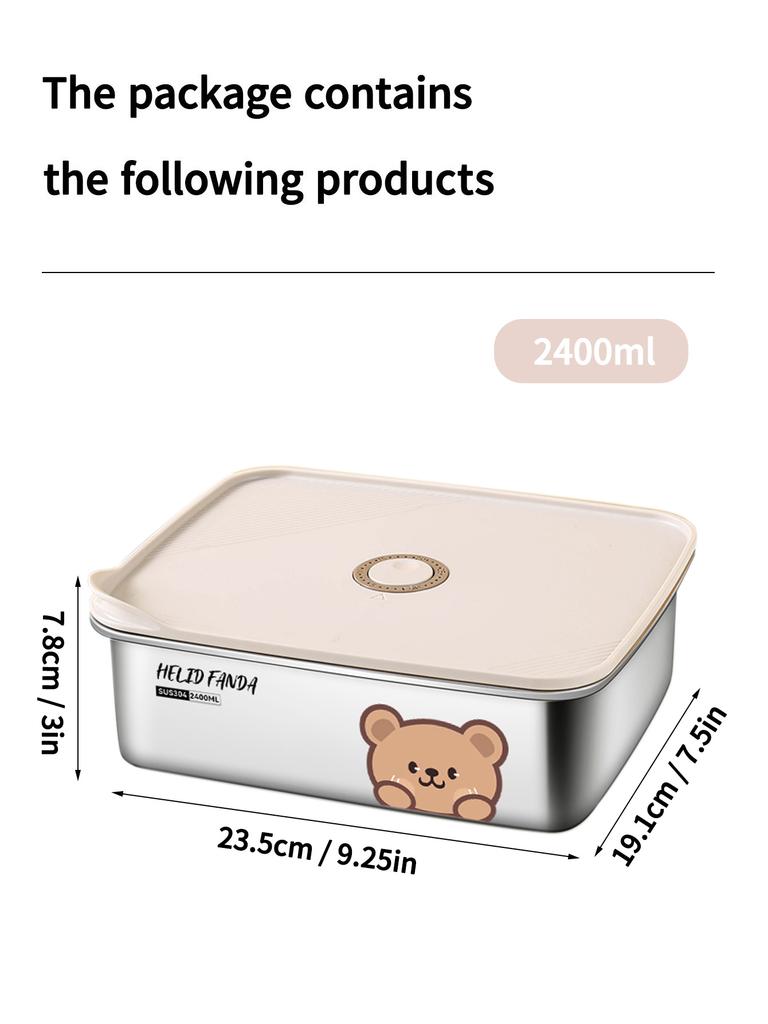 WORTHBUY 304 Stainless Steel Lunch Box Fresh-keeping Box Microwave Heatable Fridge Sealed Storage Box Portable Food Container