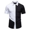 Patchwork Color Work Shirts for Man Short Sleeve Camisas Streetwear New Vintage Western Social Business Menswear Clothing