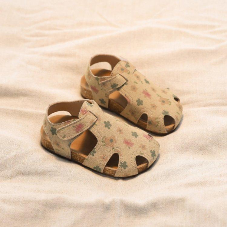 

Туфли для девочек с цветочным принтом, сандалии Boken, женские, 2025 лето, новые, детские, на мягкой подошве, дышащие, пляжные туфли, туфли для маленькой девочки 30 абрикосовый