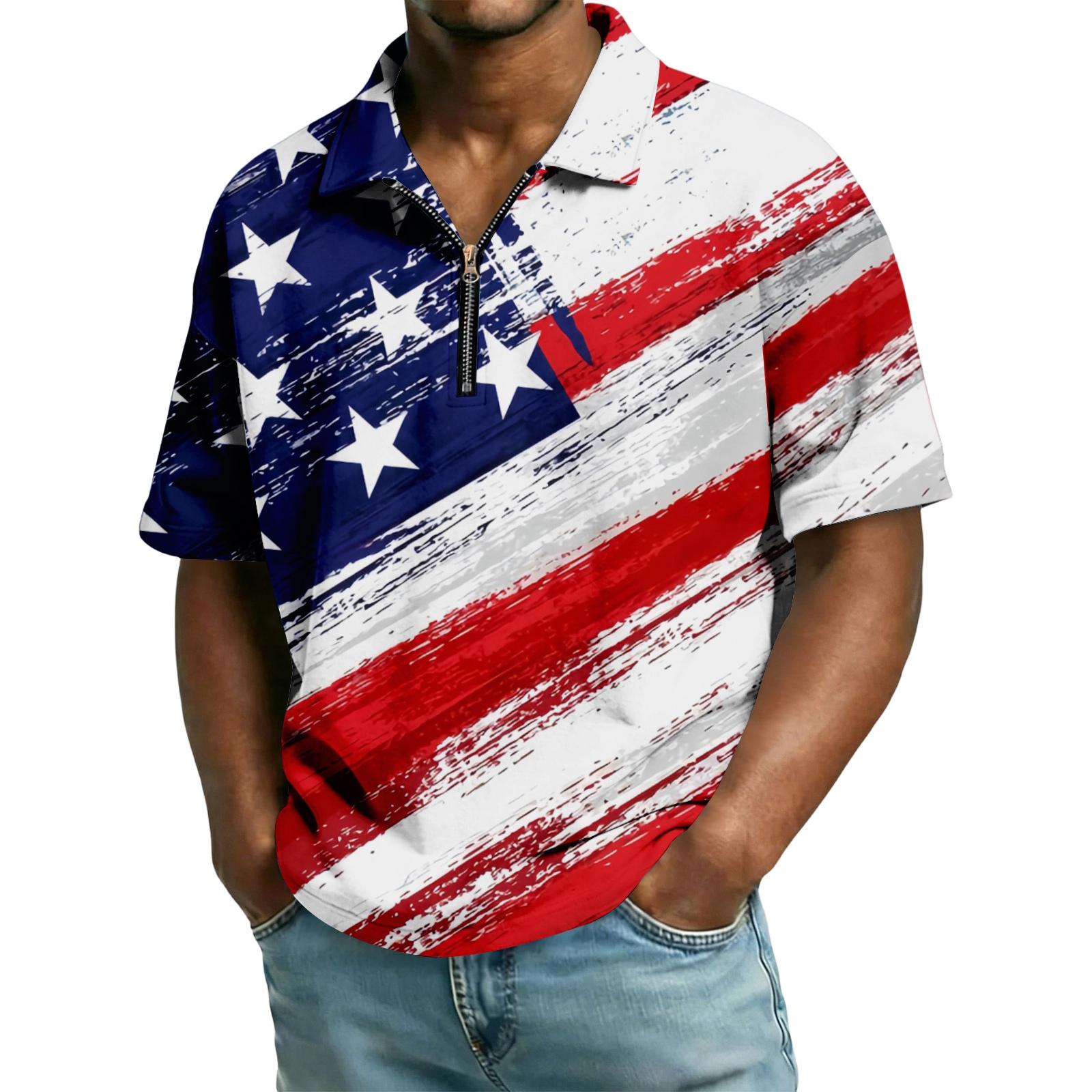 

Men s Casual Fashionable Colorful Patterned Short-sleeved Shirt - Men s Pleated Collar Short-sleeved Top XXXL Кіновар