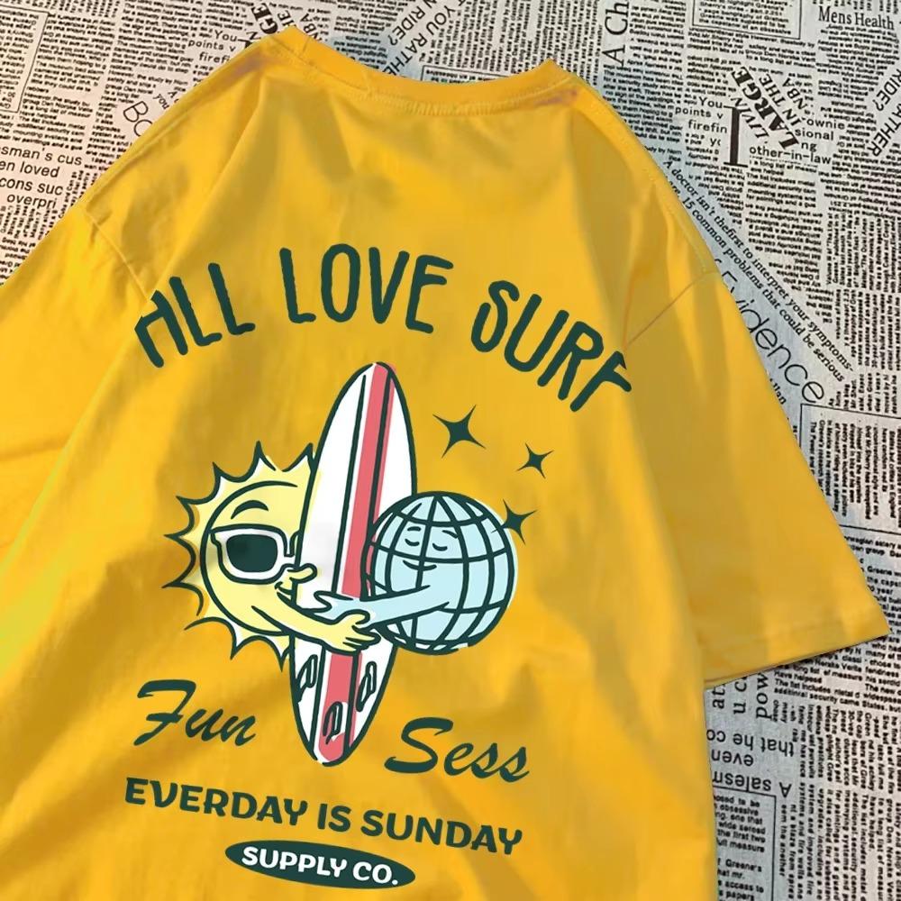 

Солнце и Земля Все Любовь Surf Мужская Женская Футболка Большие Свободные Одежды Уличные Хлопковые Футболки Модные Футболки Повседневные Брендовые Футболки S