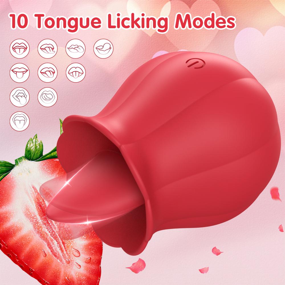 Powerful Tongue Licking Vibrator for Women Clitoris Stimulator Female Nipples Massager Clit Vibrating Rose Sex Toys for Couples