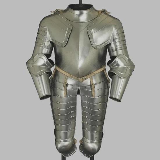 Medieval Steel Knight French Polished Armor Suit Half Body Armor Knight Cuirass With Tassets, Arm Guard,Gorget Larp  Reenactment Costume