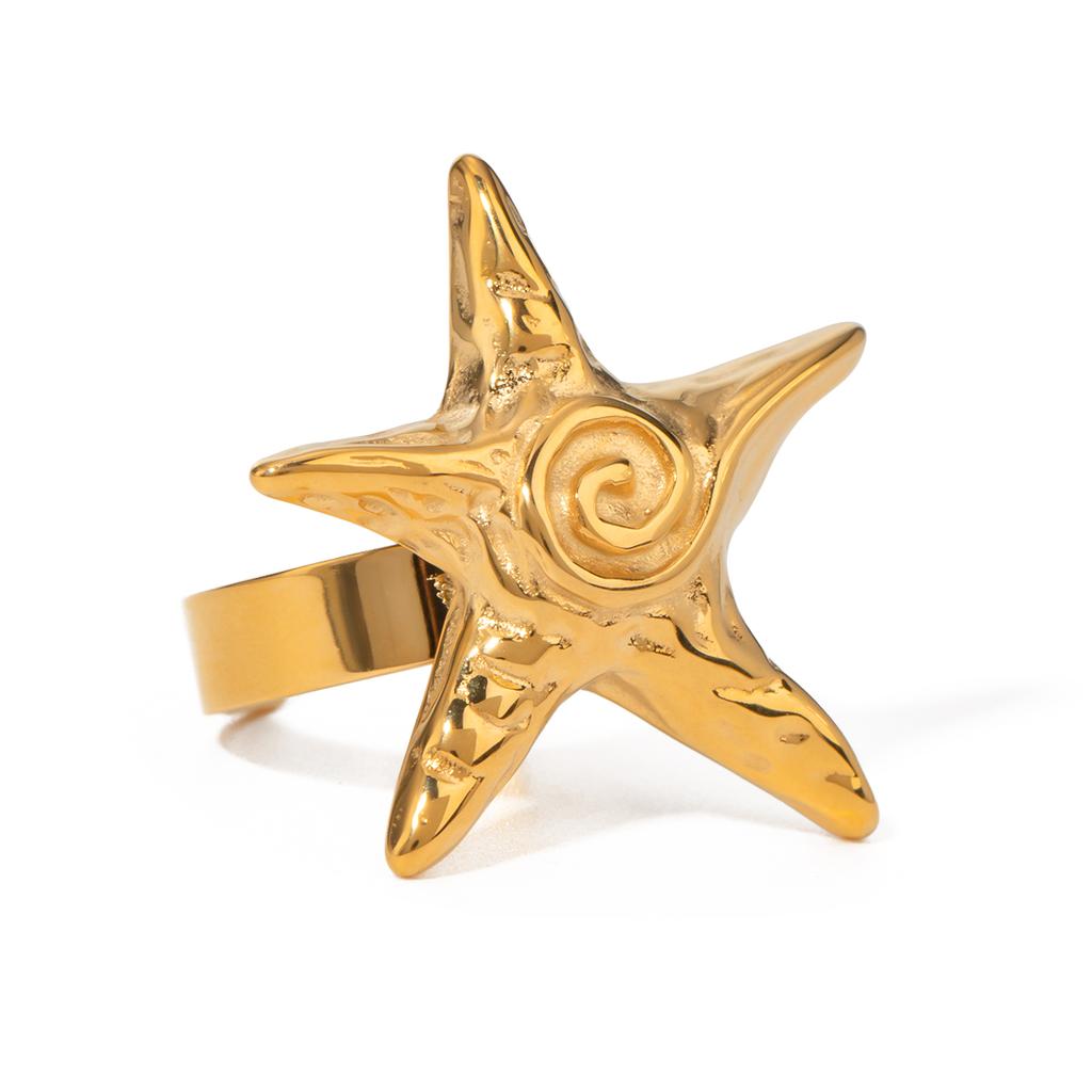 Youthway Niche Vacation Starfish Women'S Stainless Steel Gold Color Plated Fashion Adjustable Jewelry Fine Gifts