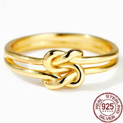 Autentiske 925 sterlingsølvringer for kvinner Geomentrisk dobbel snoet knute Minimalistisk fingerring Fine smykker jenter