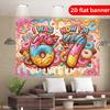 2D Flat Banner Polyester Cartoon Donut Pattern Party Banner Holiday Party Decoration Background Cloth