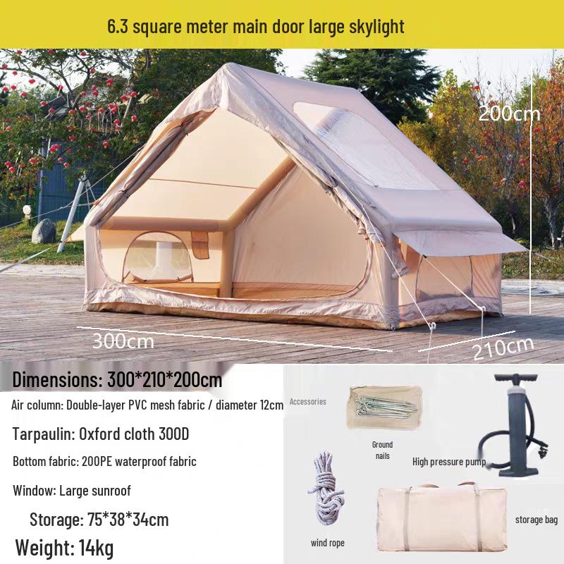 6.3 Sqm Inflatable Tent: Rainproof, Sunproof, Portable for Outdoor Camping & Picnics.