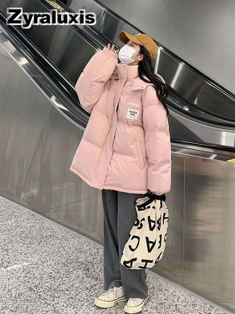 Women's Down Cotton Jacket Winter Thickened Cotton Padded Coat Korean Loose Small Size Cotton Clothing Outerwear