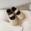 Girls Korean Style Retro Vintage Princess Leather Shoes Velcro Soft Sole Flat Shoes