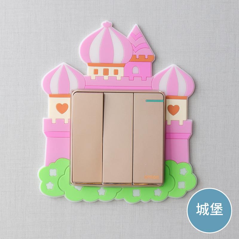 3D Switch Stickers Silicone Wall Sticker Luminous Cactus Plant Protective Cover for Switch Socket Cartoon Home Decoration