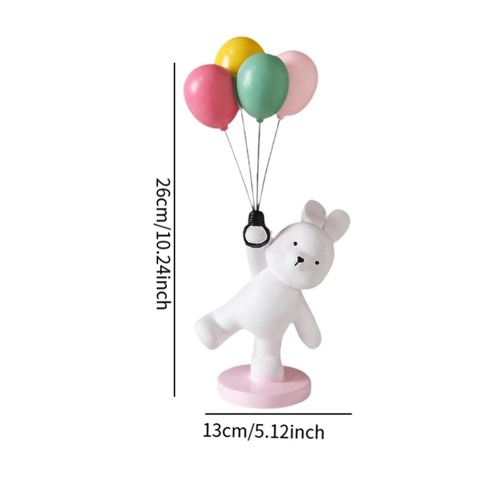Balloon Bunny Figurine Tabletop Ornaments, Resin Nordic Flying Bunny Figure Sculpture for Living Room, Bedroom, Home, Party