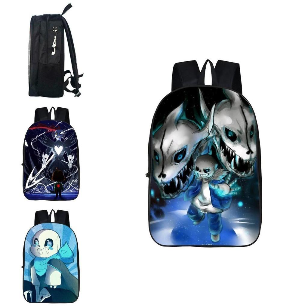 Kids Favorite 17-inch Undertale Sans Backpack With Cartoon Design And Multiple Storage Compartments