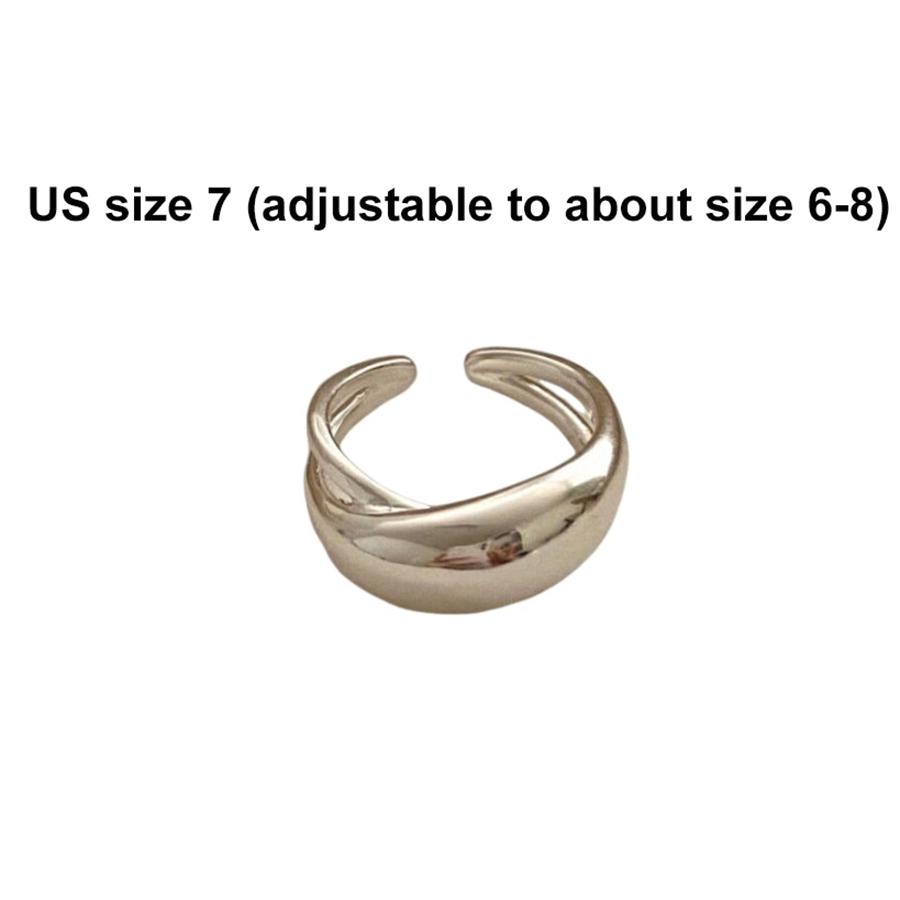 Smooth Surface Cross Ring for Women Girl Irregular Simple Fashion Adjustable Open Ring Geometric Jewelry Gold Silver Color