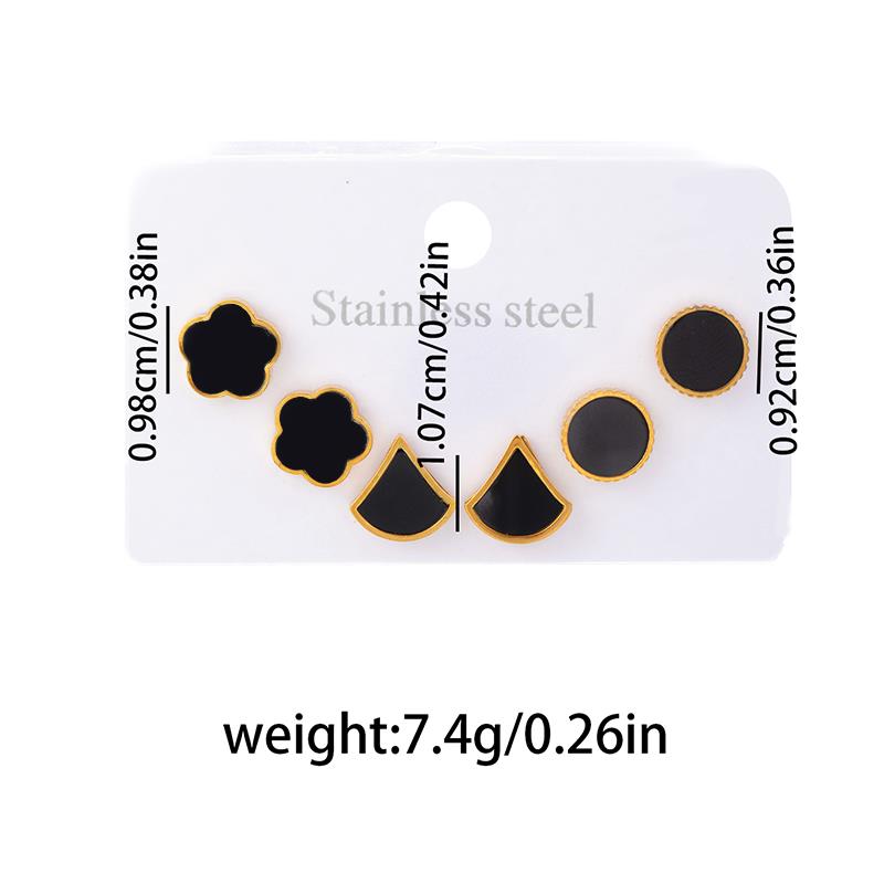 Stainless Steel White Black Shell Heart Star Flower Earrings For Women Simple Temperament Jewelry Gifts Wholesale