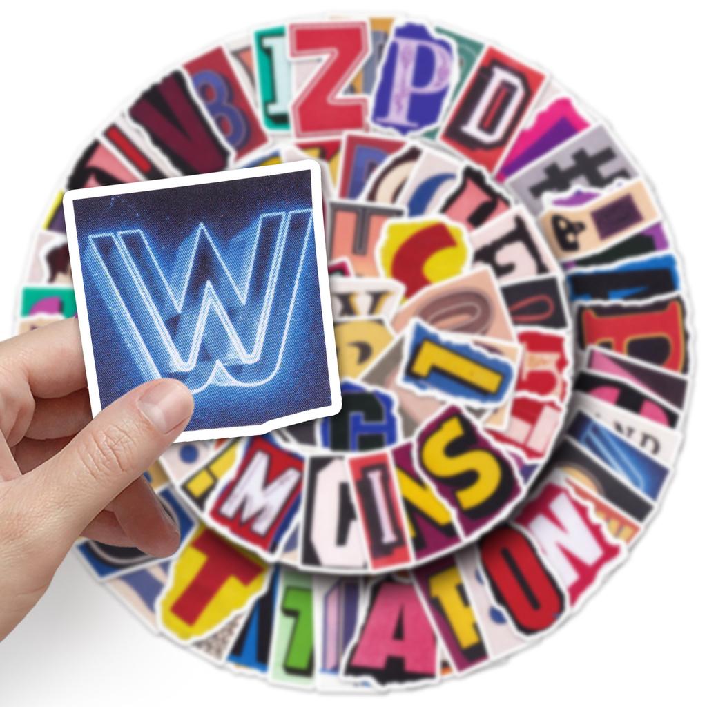 100 Old Digital Letter Stickers Personalized Retro DIY Decorative Water Cup Mobile Phone Case Manual Notebook Stickers