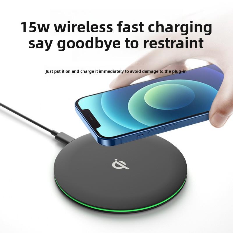 Ultra-thin Round 15W Induction Fast Wireless Phone Charging Pad Fast Charging Universal Countertop Wireless Charger Pad Gifts