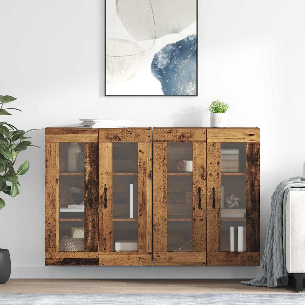 Wall Cabinets 2 pcs Reclaimed Wood Look 27.4 x 13.4 x 35.4 in (L x W x H) Engineered Wood