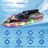 Remote Control Boat for Pools and Lakes, 2.4G Speed Boat Toy with LED Lights, Low Battery Alert for Adults and Kids