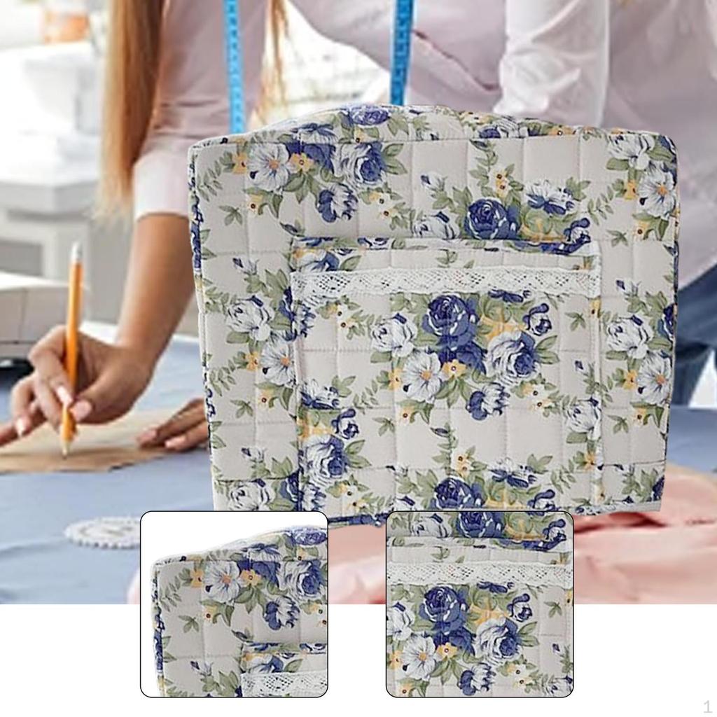 Cover for Sewing Machine, Elegant Tool Storage Bag with Floral Print And Pocket.