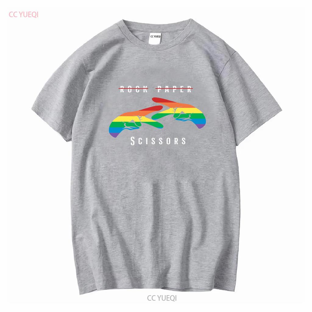 Rock Paper Scissors Funny Lesbian Pride LGBT T ShirT long or short sleeves vintage Washed Unisex Comfortable Slightly Versatile