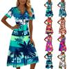 Women's Casual Fashion Floral Print Short-Sleeve V-Neck Dress