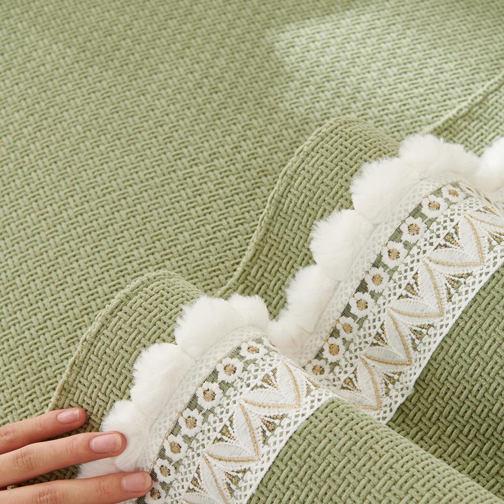 Fresh Cotton and Linen Sofa Cushion Four Seasons Universal Cushion Blanket Non-Slip Sofa Cover Cover Cloth