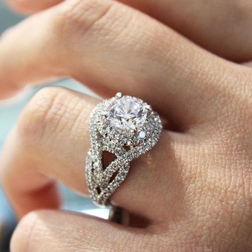 New AAA White Cubic Zirconia Rings for Women Temperament Engagement Wedding Bands Female Accessories Luxury Fashion Jewelry