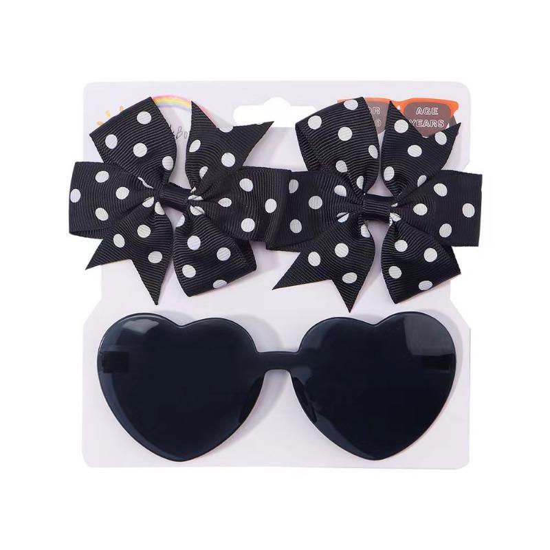 1Set Headwear Glasses Solid Soft Bowknot Head Bands Lace Barrette Retro headbands Sunglasses Band Sets