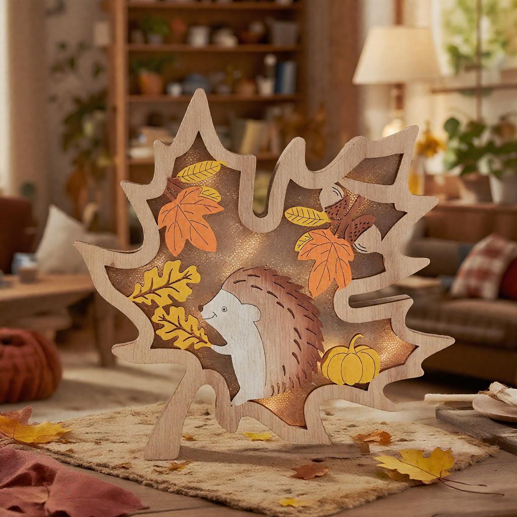 Herbstdekoration Holz-Kürbis-Ornament Bauernhaus Ländlich Erntefest Ahornblatt Tisch Holzhandwerk Ornament