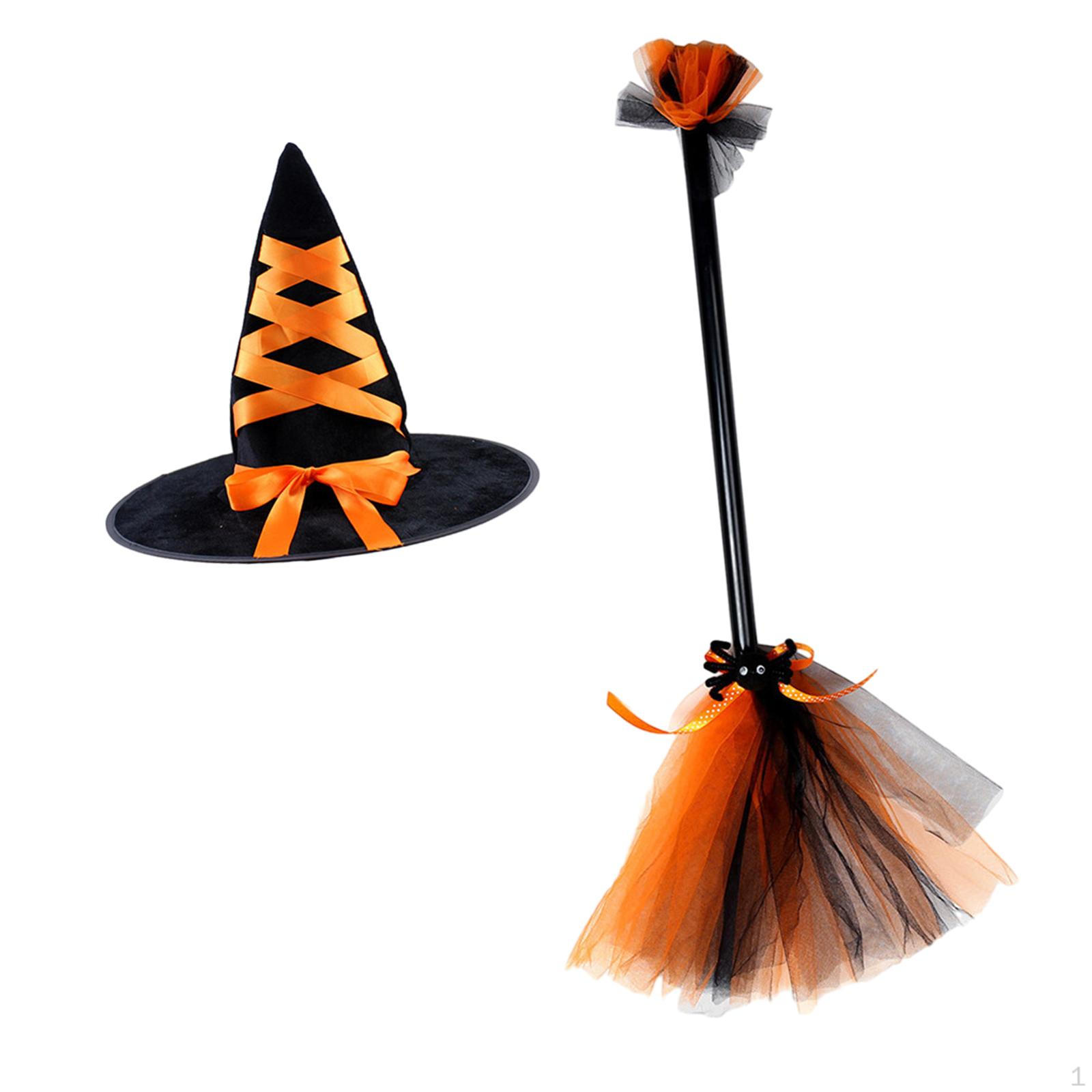 

Halloween Broom Hat Pointed Children Kids Decor Nbesen Broomstick for Masquerade помаранчевий