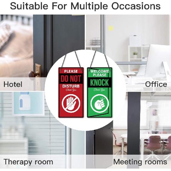 Putuo Decor Do Not Disturb Door Hanger, Welcome Please Knock Sign - 10x5 Inches PVC Double Sided Reversible for Therapists Office Clinic Treatment
