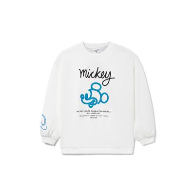 Sports Fashion Series Solid Color Letter Print Crew Neck Pullover Fleece Long Sleeve Sweatshirt Women Sweatshirt Milk-White AWDRD64-1