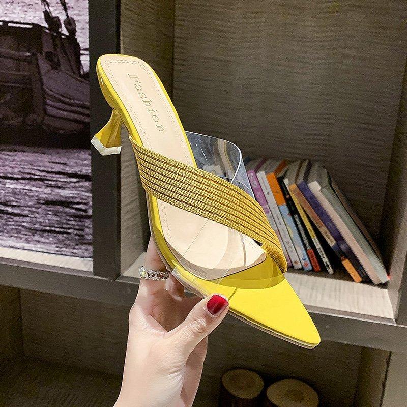 Summer Women Pointed  Pumps Sandals for Ladies Sexy Mules High Heels Slip-on Slippers Slides Shoes