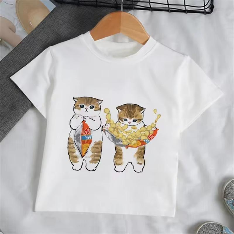 3D Print Cat Pattern Girl T-Shirt Short Sleeve Girls' Summer Clothes Boys Girls Tops Tees Children's T-Shirt Fashion Girl Clothing