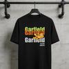 Garfield "Parallel Universe" Layered Color Letter Print Short Sleeve T-Shirt, American Streetwear Heavyweight Cotton Loose Fit Oversized Couple Top
