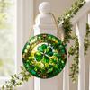 St. Patrick's Day Acrylic Suncatcher, Green Four Leaf Clover Window Hanging Ornament, Stained Glass Style Irish Lucky Sun Catcher Decor