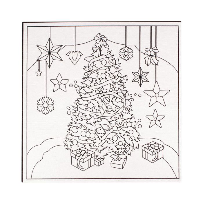 Carton entoilé à colorier ou à peindre Sapin 20 cm