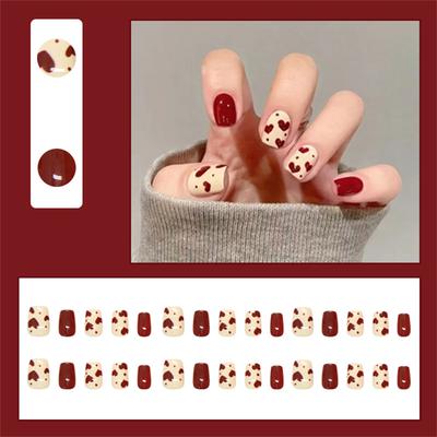 Valentine Fake Nail Square Press on Nail Acrylnagel Volle Abdeckung Falscher Nagel Aufkleben Nagelglanz Künstlicher Nagel 15 Größen