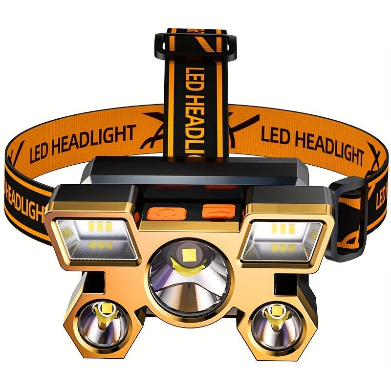 

1PC LED headlights-super bright, zoom, 5 modes, USB rechargeable, lightweight, suitable for camping, hiking, running and fishing жёлтый