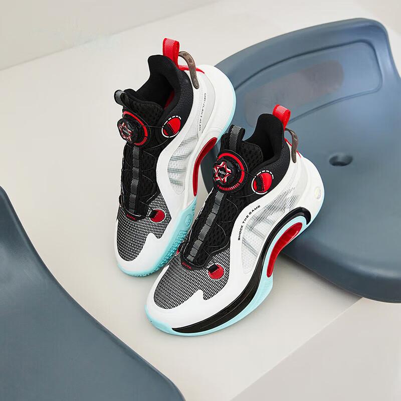 Anta Kids Non-Slip Shock Absorbing Wear-Resistant Low-Top Basketball Shoes Kids sneakers White Black 312411109-3
