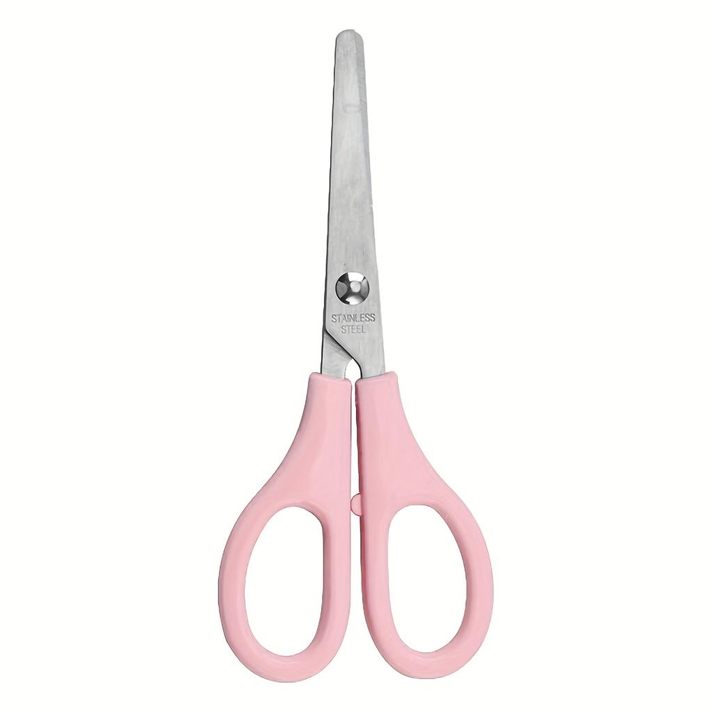 1pc Stainless Steel Round-Tip Scissors with Sharp Blades - Precision Cutting for Paper & Fabric,Multi-Purpose Home & Office Use