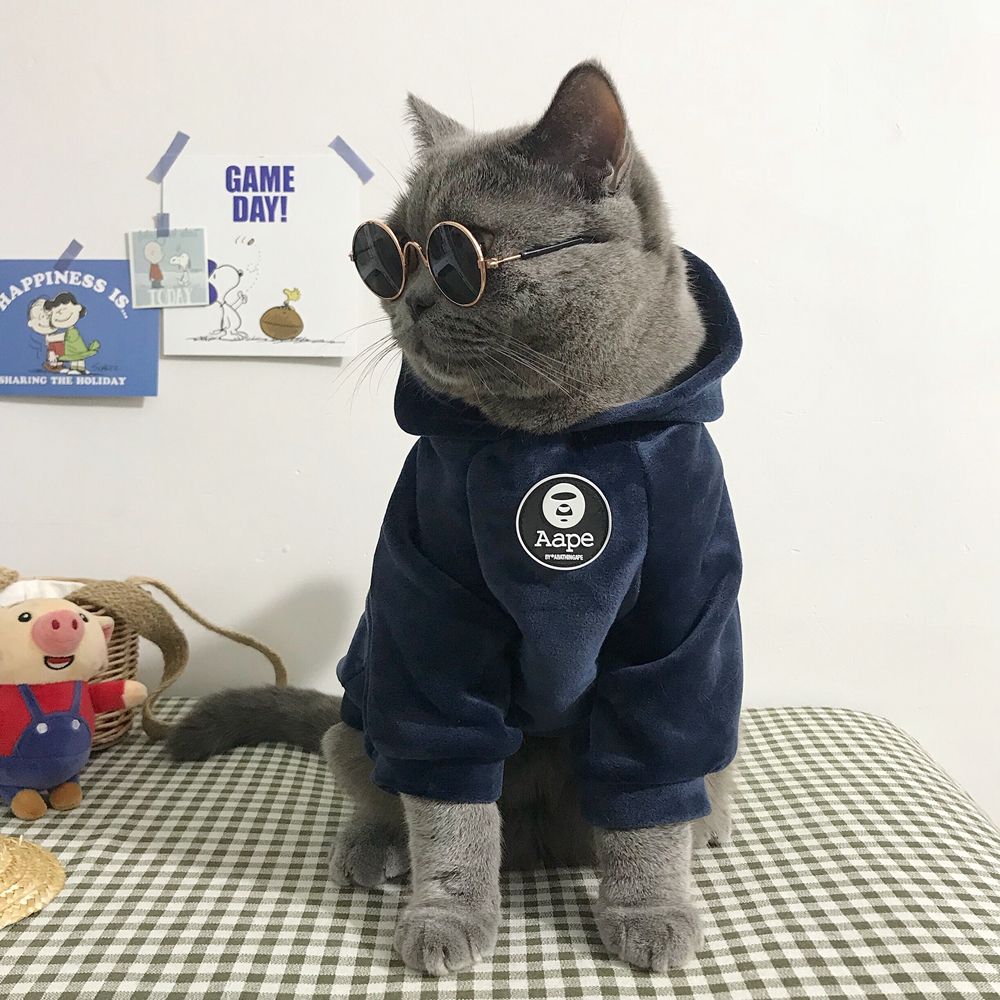 Soft Fleece Jacket Winter Hairball Pajamas Cat Hooded Hairball Coat Puppy Clothing Pet Clothes