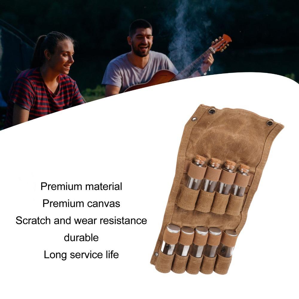 

9 Pcs Canvas Spice Storage Bag Mini Tube Travel Spice Kit Durable Camping Spice Kit Outdoor Camping хакі
