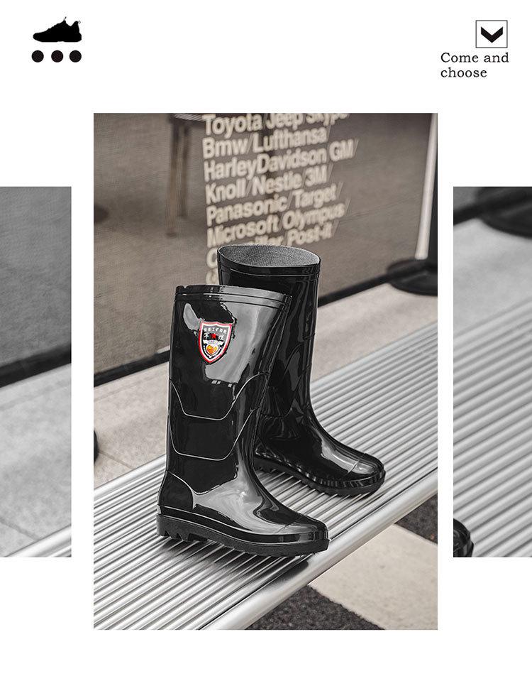 Men's Mid-High Waterproof Rain Boots - Non-Slip Rubber Shoes for Outdoor, Kitchen, or Construction Use