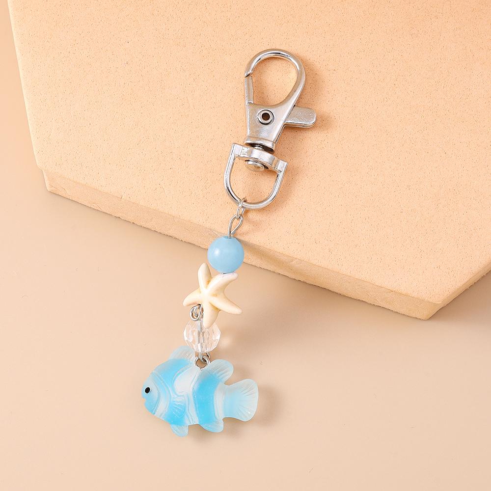 Cute Resin Starfish Gold Fish Keychain Women Girls Key Ring Pendants Handbag Decor DIY Kid's Jewelry Gifts