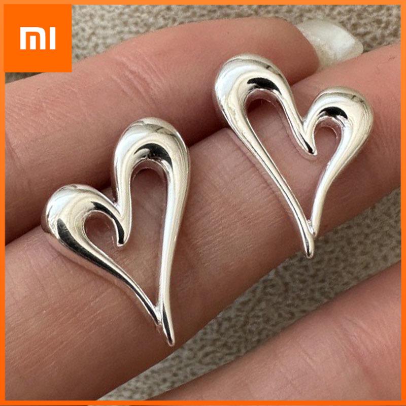 Xiaomi 925 Sterling Silver Vintage Square Earrings For Women Trendy Hollow Heart Earring Jewelry Prevent Allergy Party Accessories Gift