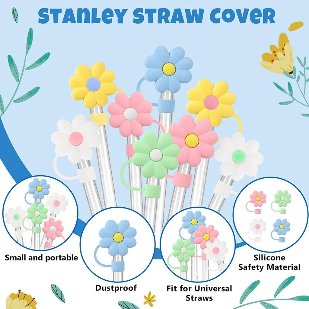 Straw Decoration 8Pcs Straw Tips Cover Straw Covers Cap For Reusable Straws Straw Protector