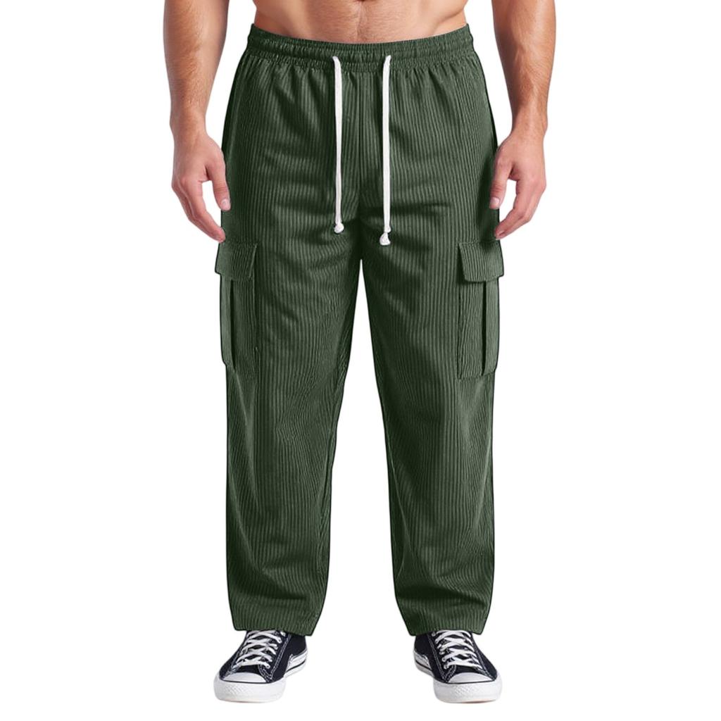 Men's Casual Versatile Retro Workwear Pants, Loose Straight Zipper Casual Pants