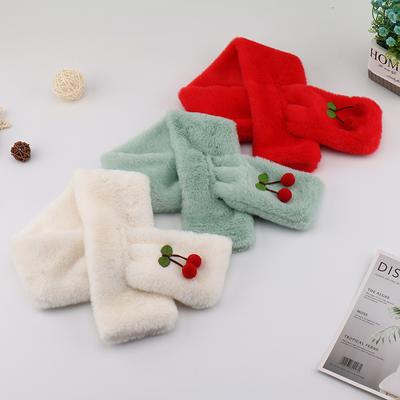Winter Children's Scarve Warm Girls Baby Plush Little Cherry Cute Set Of Head Boys Students Thickened Scarve