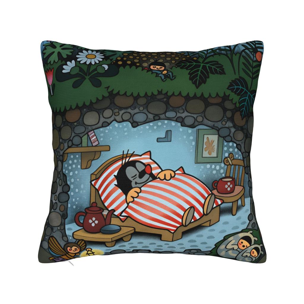 Pillow Case Cute The Little Mole art Soft  Pillow Cover For Sofa Bedroom Home Decor Funny Pillowcases